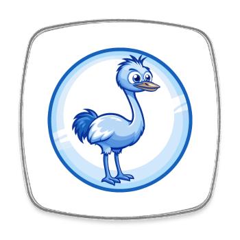 Emu Bleu Mignon Kawaii Dessin Animé Personnage Clipart Animal de compagnie - Magnet carré - blanc - Devant