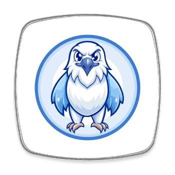 Falke Blau Kawaii Cartoon Figur Clipart Haustier - Viereckiger Kühlschrankmagnet - Weiß - Vorne
