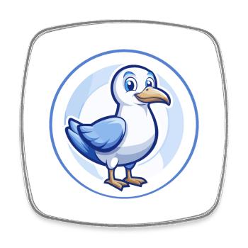 Seagull Blue Kawaii Cartoon Character Clipart Pet - Square fridge magnet - white - Front