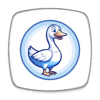 Goose Blue Kawaii Cartoon Character Clipart Pet - Square fridge magnet - white - Front