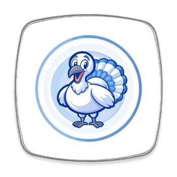 Turquie Bleu Kawaii Dessin Animé Personnage Clipart Animal de compagnie - Magnet carré - blanc - Devant