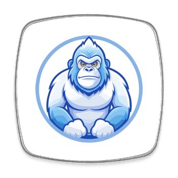 Gorilla Blue Kawaii Cartoon Character Clipart Pet - Square fridge magnet - white - Front