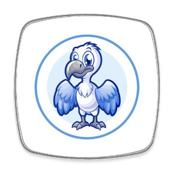 Geier Blau Kawaii Cartoon Figur Clipart Haustier - Viereckiger Kühlschrankmagnet - Weiß - Vorne