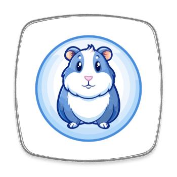Guinea Pig Blue Kawaii Cartoon Character Clipart - Square fridge magnet - white - Front