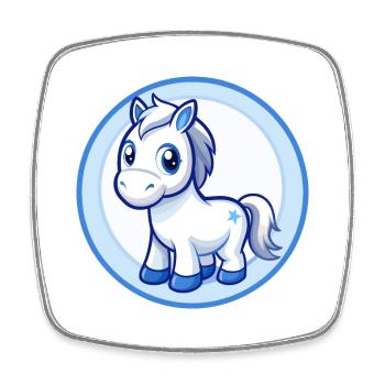 Pferd Blau Kawaii Cartoon Figur Clipart Haustier - Viereckiger Kühlschrankmagnet - Weiß - Vorne