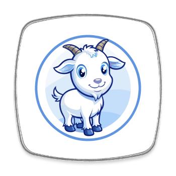Chèvre Bleu Kawaii Dessin Animé Personnage Clipart Animal de compagnie - Magnet carré - blanc - Devant