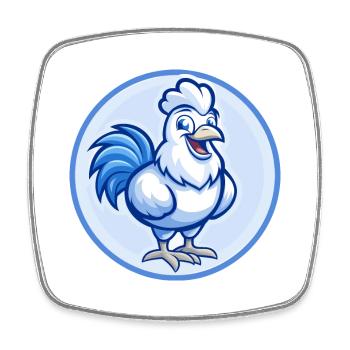 Hahn Blau Kawaii Cartoon Figur Clipart Haustier - Viereckiger Kühlschrankmagnet - Weiß - Vorne