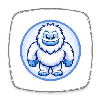 Yeti Blue Kawaii Cartoon Character Clipart Pet - Square fridge magnet - white - Front