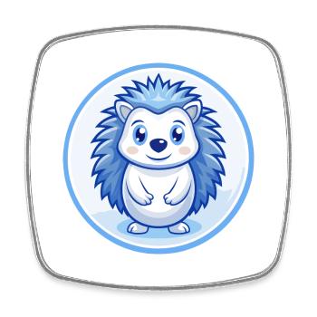Igel Blau Kawaii Cartoon Figur Clipart Haustier - Viereckiger Kühlschrankmagnet - Weiß - Vorne