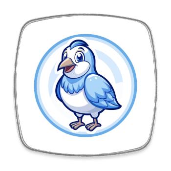 perdrix bleu kawaii personnage de dessin animé clipart - Magnet carré - blanc - Devant