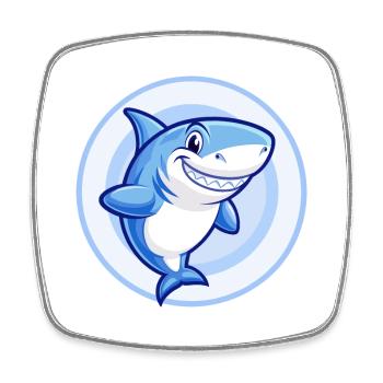 requin bleu kawaii dessin animé personnage clipart animal de compagnie - Magnet carré - blanc - Devant