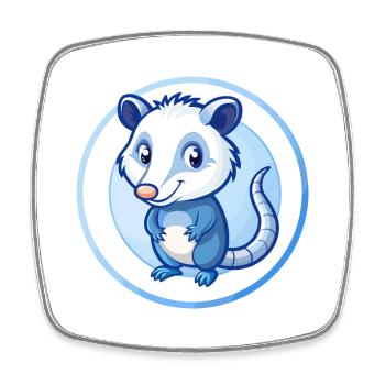 Possum Blue Kawaii Cartoon Character Clipart Pet - Square fridge magnet - white - Front
