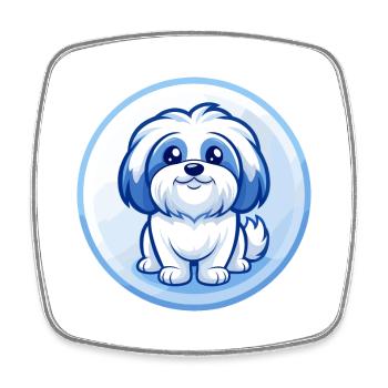 Shih Tzu Chien Bleu Kawaii Dessin Animé Personnage Clipart - Magnet carré - blanc - Devant