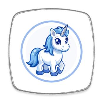 Einhorn Blau Kawaii Cartoon Figur Clipart Haustier - Viereckiger Kühlschrankmagnet - Weiß - Vorne