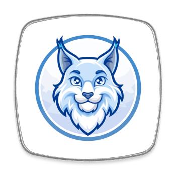 Luchs Blau Kawaii Cartoon Figur Clipart Haustier - Viereckiger Kühlschrankmagnet - Weiß - Vorne