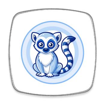 Lemur Blue Kawaii Cartoon Character Clipart Pet - Square fridge magnet - white - Front