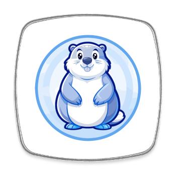 Marmot Blue Kawaii Cartoon Character Clipart Pet - Square fridge magnet - white - Front