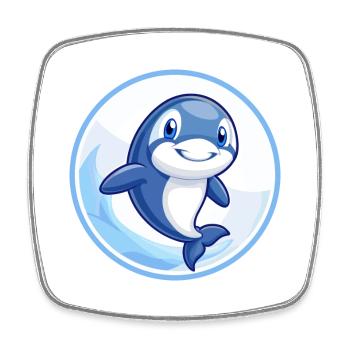 Orca Blau Kawaii Cartoon Figur Clipart Haustier - Viereckiger Kühlschrankmagnet - Weiß - Vorne