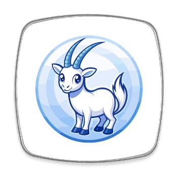 Oryx bleu kawaii dessin animé personnage clipart animal de compagnie - Magnet carré - blanc - Devant