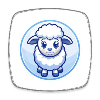 Sheep Blue Kawaii Cartoon Character Clipart Pet - Square fridge magnet - white - Front