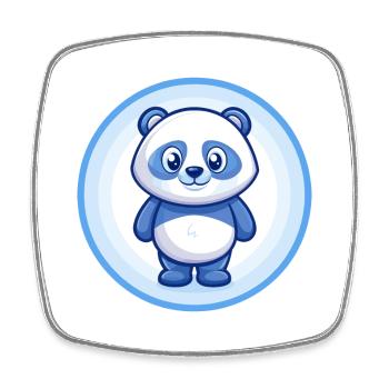 Panda Blau Kawaii Cartoon Figur Clipart Haustier - Viereckiger Kühlschrankmagnet - Weiß - Vorne
