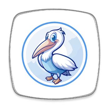 Pelican Blue Kawaii Cartoon Character Clipart Pet - Square fridge magnet - white - Front