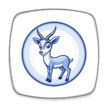 Impala Blau Kawaii Cartoon Figur Clipart Haustier - Viereckiger Kühlschrankmagnet - Weiß - Vorne