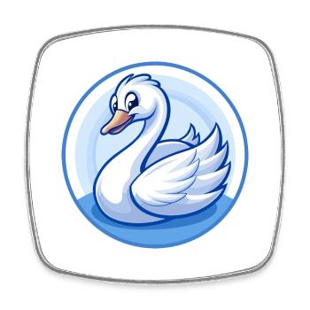 cygne bleu kawaii dessin animé personnage clipart animal de compagnie - Magnet carré - blanc - Devant