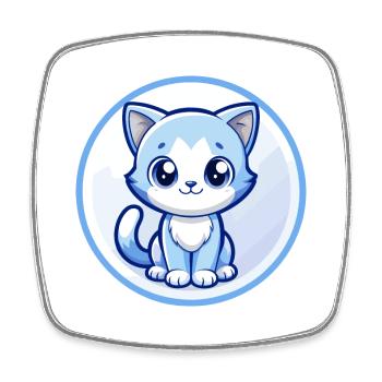 Kitten Blue Kawaii Cartoon Character Clipart Pet - Square fridge magnet - white - Front