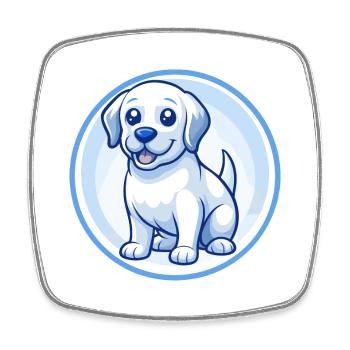 Labrador Retriever Hund Blau Kawaii Cartoon Haustier - Viereckiger Kühlschrankmagnet - Weiß - Vorne