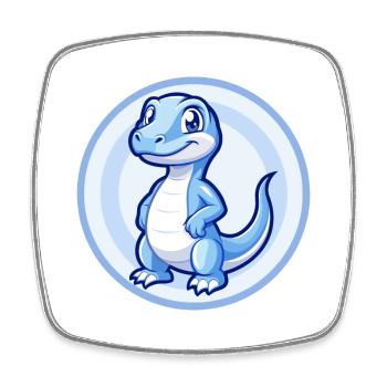 Komodo Dragon Blue Cute Kawaii Cartoon Clipart Pet - Square fridge magnet - white - Front