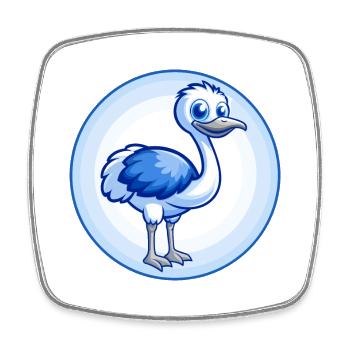 Ostrich Blue Kawaii Cartoon Character Clipart Pet - Square fridge magnet - white - Front
