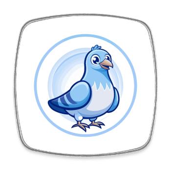 Taube Blau Kawaii Cartoon Charakter Clipart Haustier - Viereckiger Kühlschrankmagnet - Weiß - Vorne
