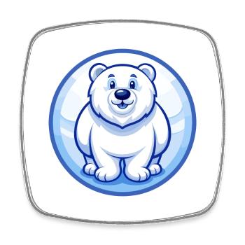 ours polaire bleu kawaii dessin animé personnage clipart - Magnet carré - blanc - Devant