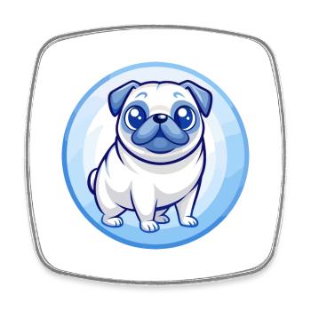 Carlin chien bleu kawaii dessin animé personnage Clipart animal de compagnie - Magnet carré - blanc - Devant