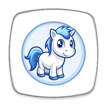 Pony Blau Kawaii Cartoon Figur Clipart Haustier - Viereckiger Kühlschrankmagnet - Weiß - Vorne
