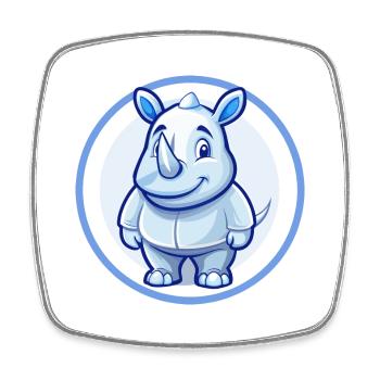 Rhino Blue Kawaii Cartoon Character Clipart Pet - Square fridge magnet - white - Front