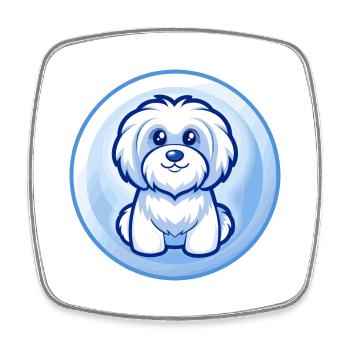 Havaneser Hund Blau Kawaii Cartoon Figur Clipart - Viereckiger Kühlschrankmagnet - Weiß - Vorne