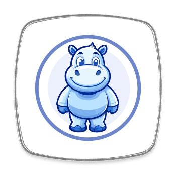 Hippo Blue Kawaii Cartoon Character Clipart Pet - Square fridge magnet - white - Front