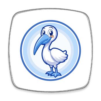 Ibis Blue Kawaii Cartoon Character Clipart Pet - Square fridge magnet - white - Front