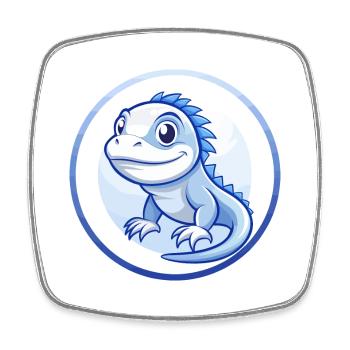 Iguana Blue Kawaii Cartoon Character Clipart Pet - Square fridge magnet - white - Front