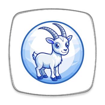 Steinbock Blau Kawaii Cartoon Figur Clipart Haustier - Viereckiger Kühlschrankmagnet - Weiß - Vorne