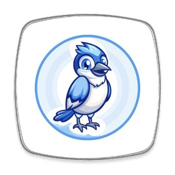 Jay Bird Blau Kawaii Cartoon Figur Clipart Haustier - Viereckiger Kühlschrankmagnet - Weiß - Vorne