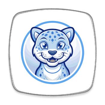 Jaguar Blau Kawaii Cartoon Figur Clipart Haustier - Viereckiger Kühlschrankmagnet - Weiß - Vorne
