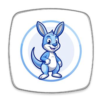 Kangaroo Blue Kawaii Cartoon Character Clipart Pet - Square fridge magnet - white - Front