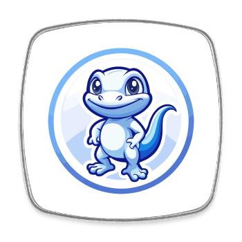 Eidechse Blau Kawaii Cartoon Figur Clipart Haustier - Viereckiger Kühlschrankmagnet - Weiß - Vorne