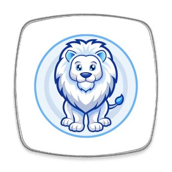 Lion Blue Kawaii Cartoon Character Clipart Pet - Square fridge magnet - white - Front