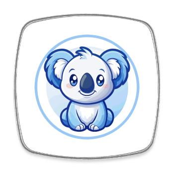 Koala Blau Kawaii Cartoon Figur Clipart Haustier - Viereckiger Kühlschrankmagnet - Weiß - Vorne