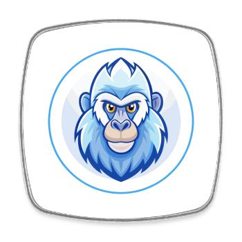 Mandrill Bleu Kawaii Dessin Animé Personnage Clipart Animal de compagnie - Magnet carré - blanc - Devant