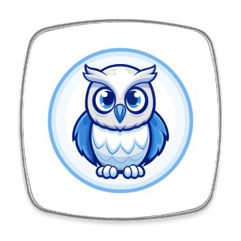 Owl Blue Cute Kawaii Cartoon Character Clipart Pet - Square fridge magnet - white - Front